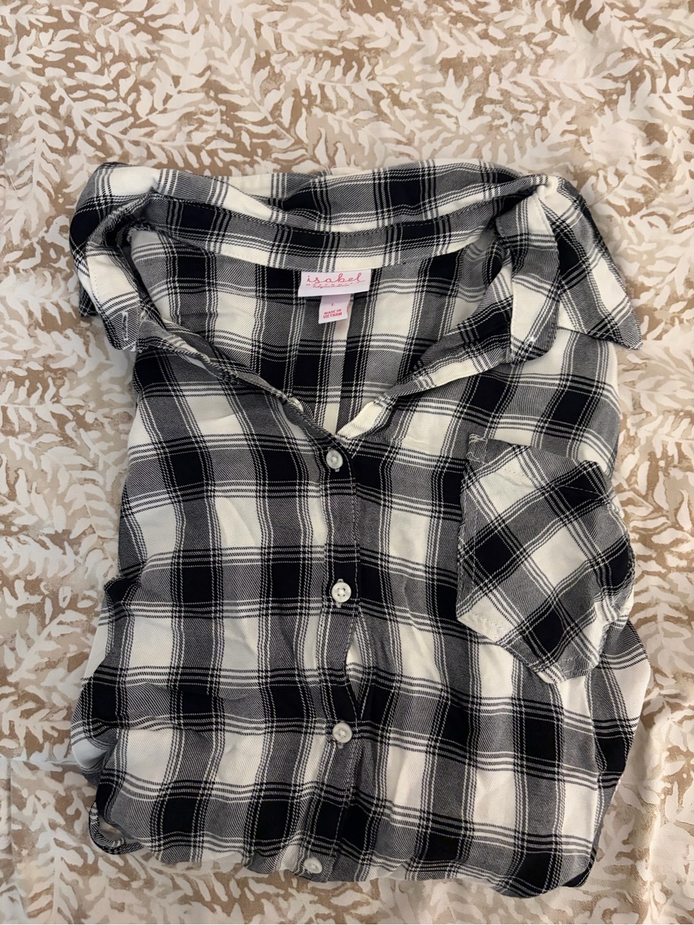 Maternity plaid button up tunic